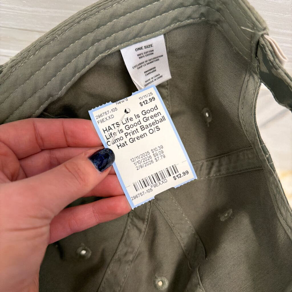 Life Is Good Green Camo Print Baseball Hat