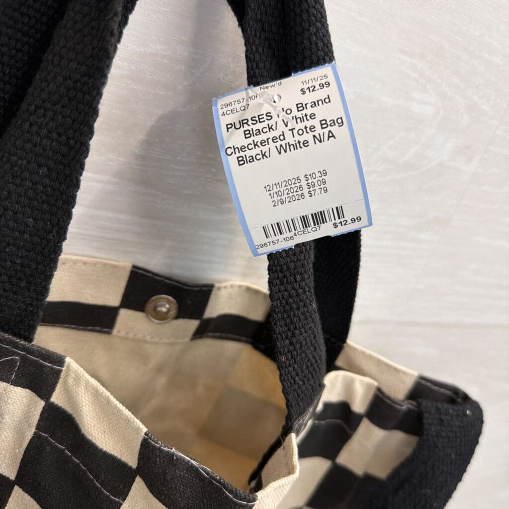 Black/ White Checkered Tote Bag