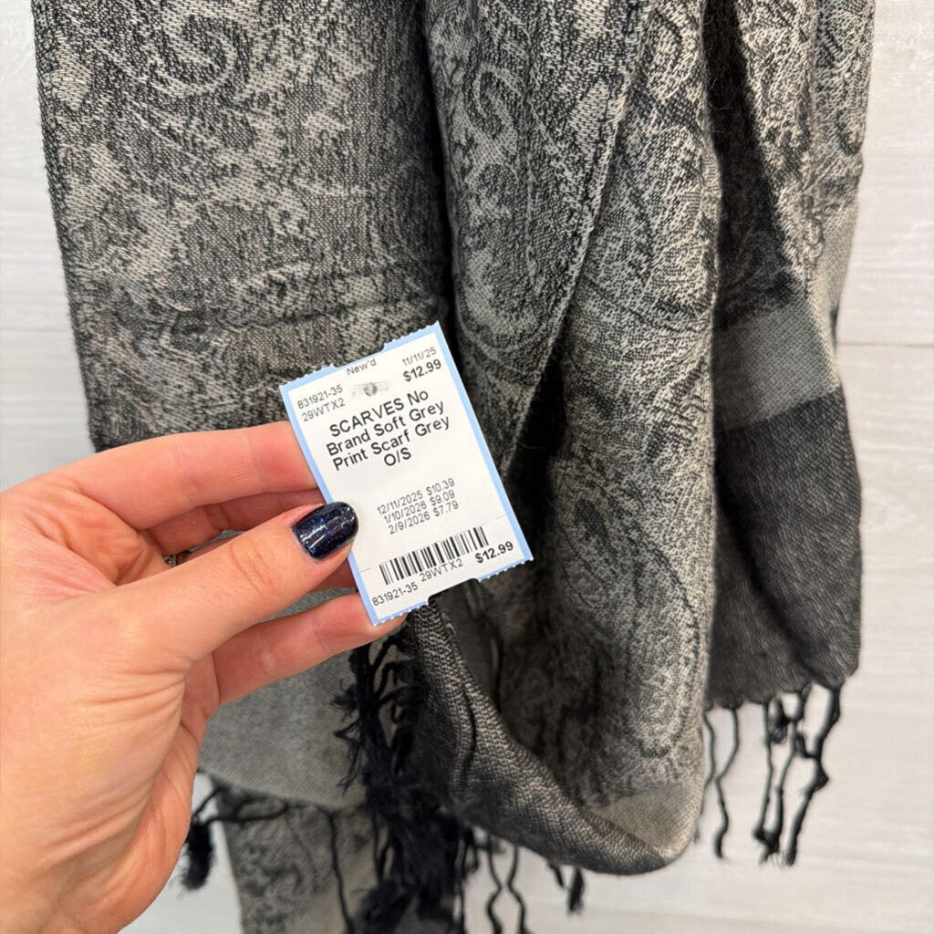 Soft Grey Print Scarf