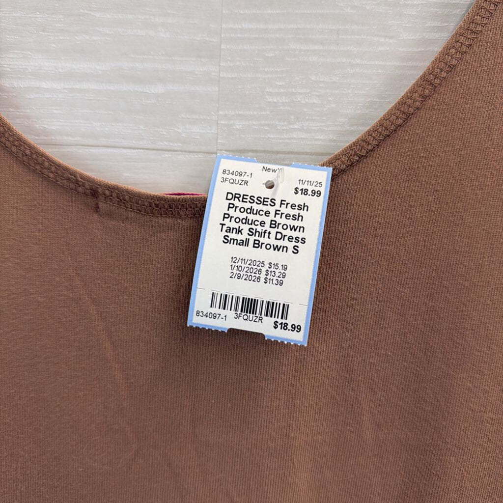 Fresh Produce Brown Tank Shift Dress Small