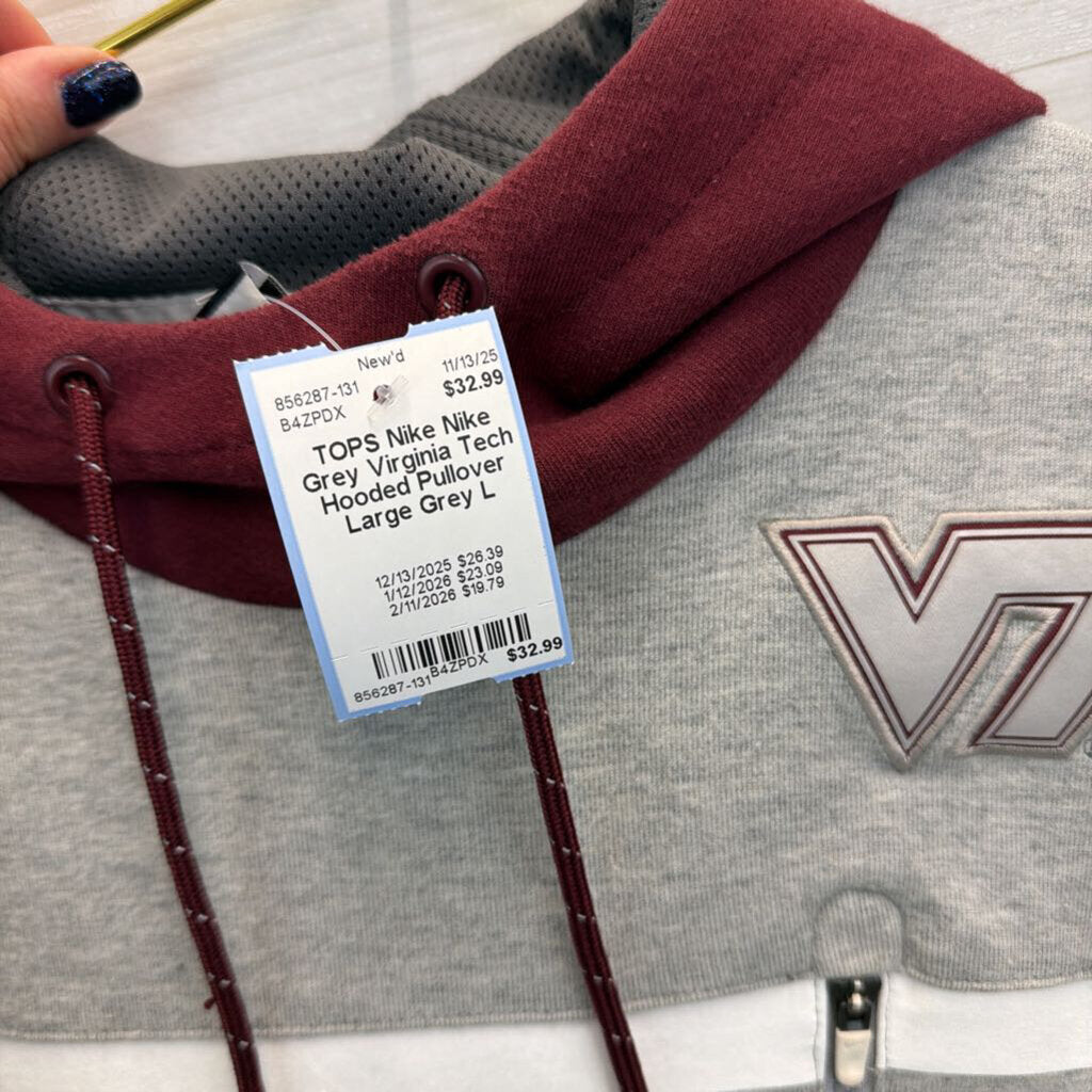 Nike Grey Virginia Tech Hooded Pullover Large