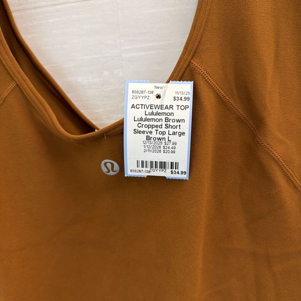 Lululemon Brown Cropped Short Sleeve Top Large