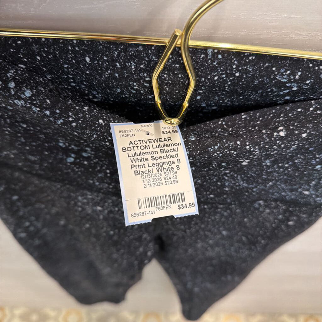 Lululemon Black/ White Speckled Print Leggings 8