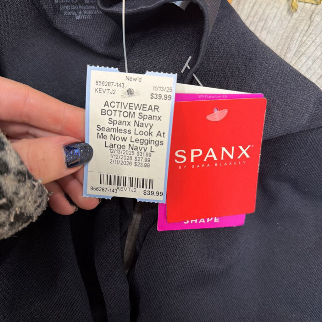 Spanx Navy Seamless Look At Me Now Leggings Large
