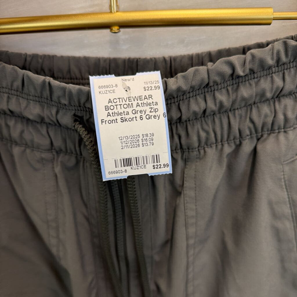 Athleta Grey Zip Front Skort 6