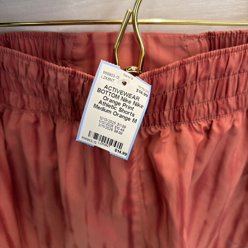 Nike Orange Print Athletic Shorts Medium