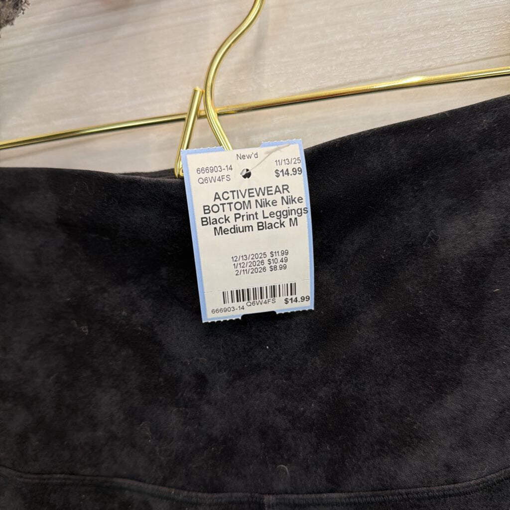 Nike Black Print Leggings Medium