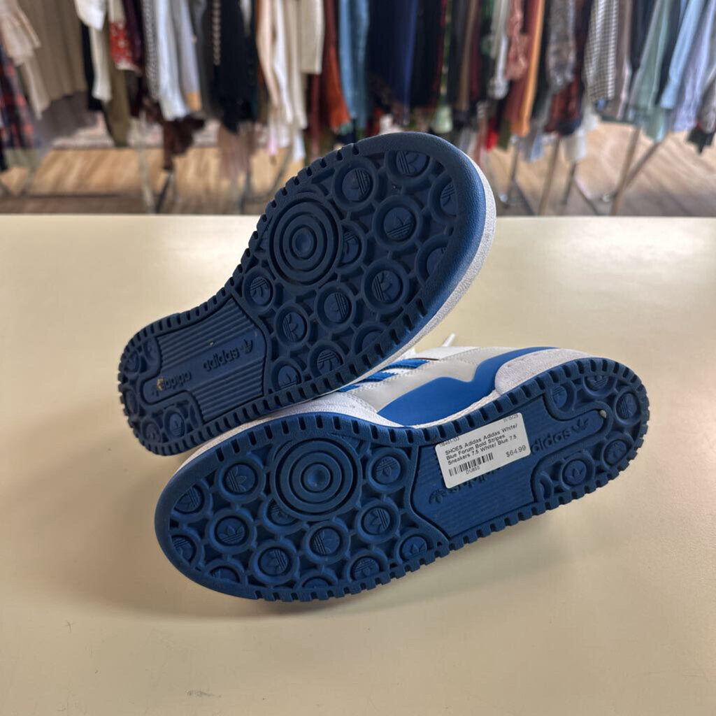 Adidas White/ Blue Forum Bold Stripes Sneakers 7.5