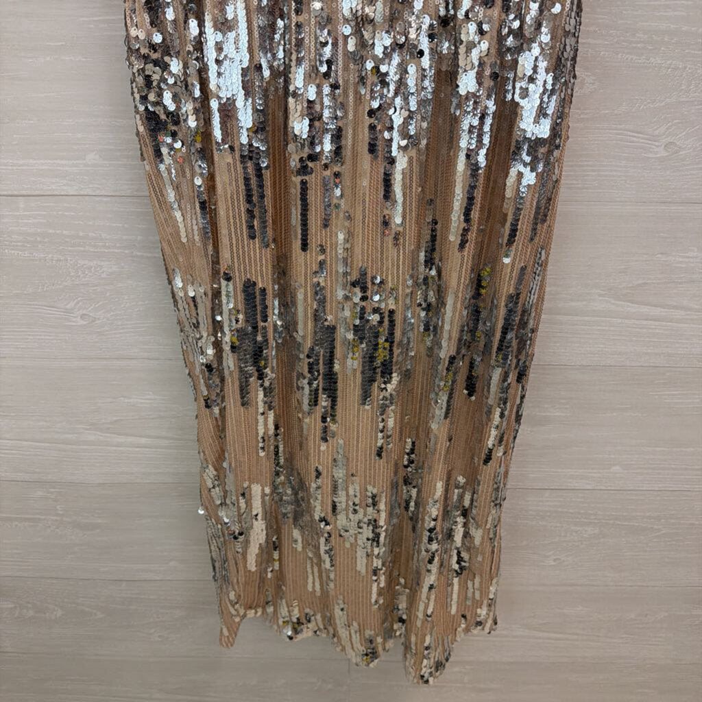 Gold/ Silver Sequin Short Sleeve Dress Large