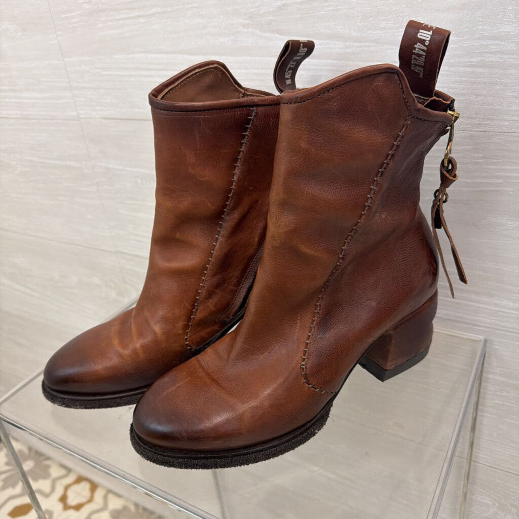 AS 98 Brown Leather Heeled Calf Boots 39