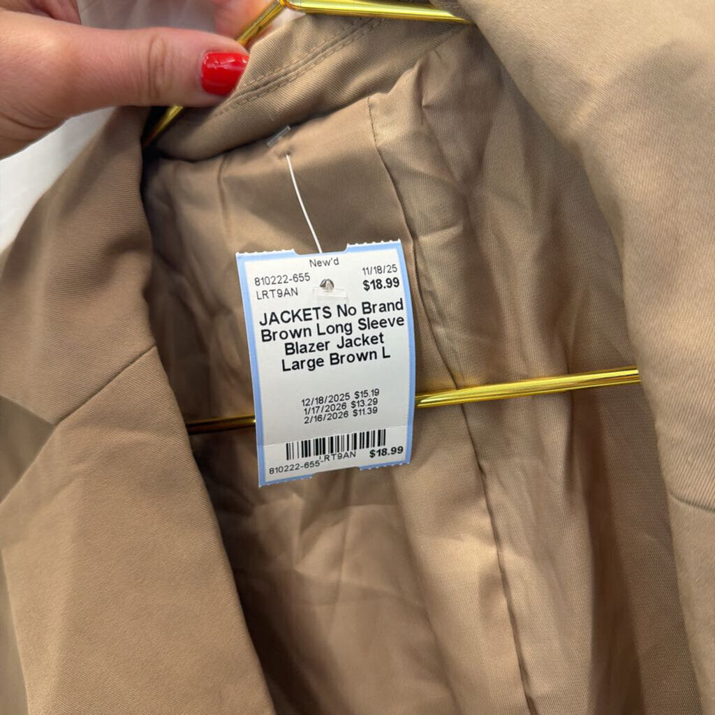Brown Long Sleeve Blazer Jacket Large