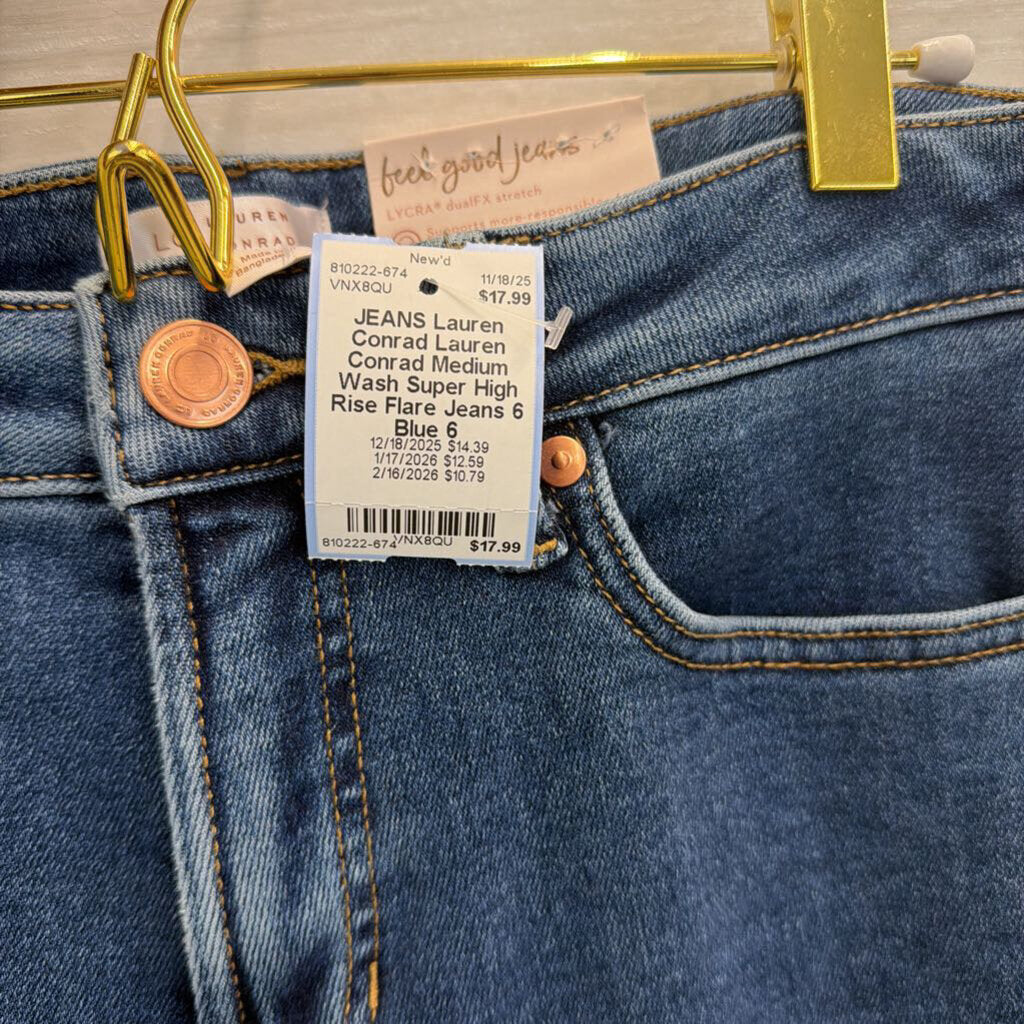 Lauren Conrad Medium Wash Super High Rise Flare Jeans 6