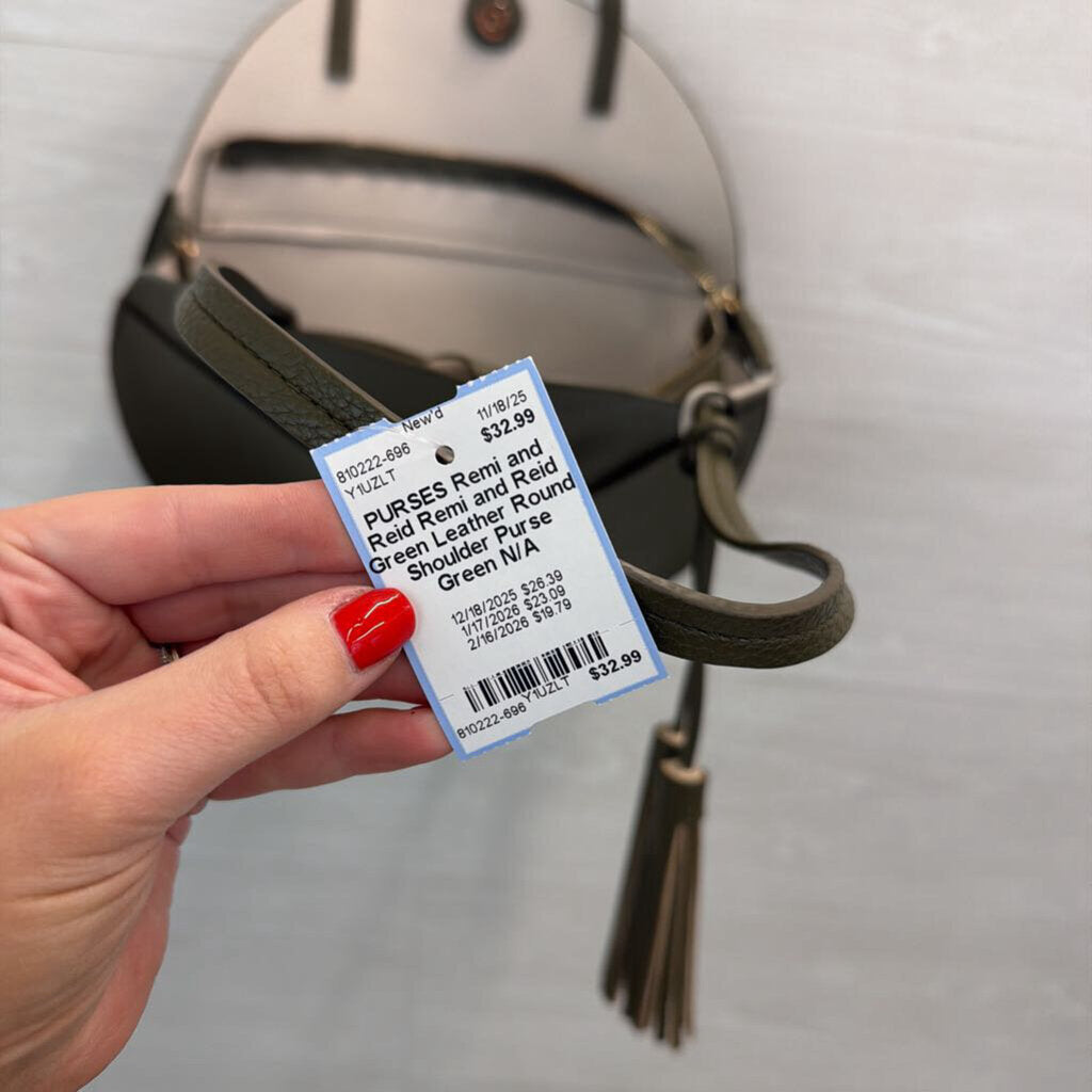 Remi and Reid Green Leather Round Shoulder Purse