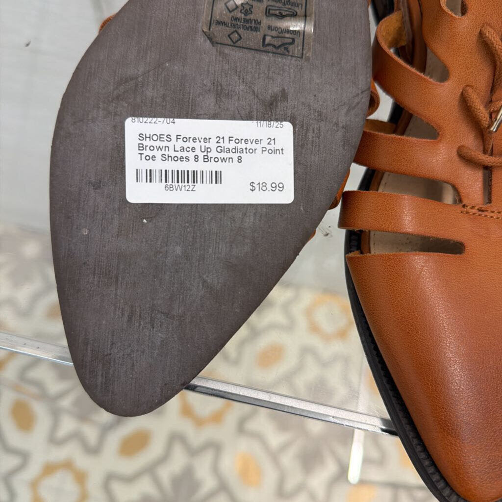 Forever 21 Brown Lace Up Gladiator Point Toe Shoes 8