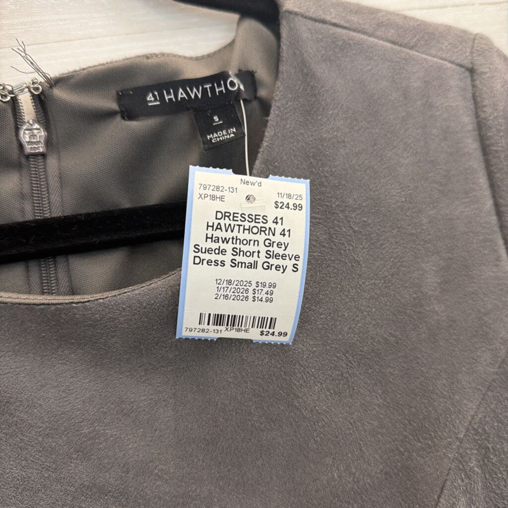 41 Hawthorn Grey Suede Short Sleeve Dress Small