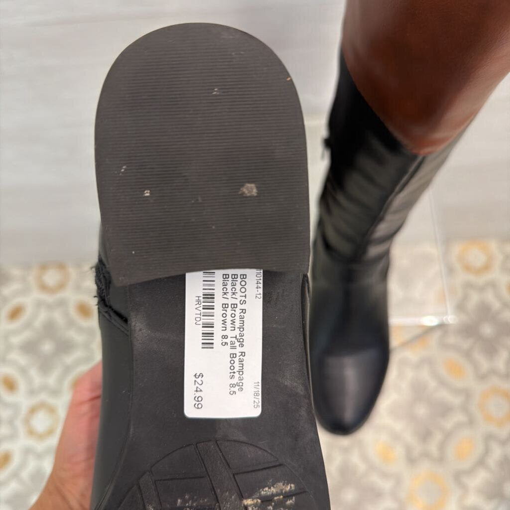 Rampage Black/ Brown Tall Boots 8.5