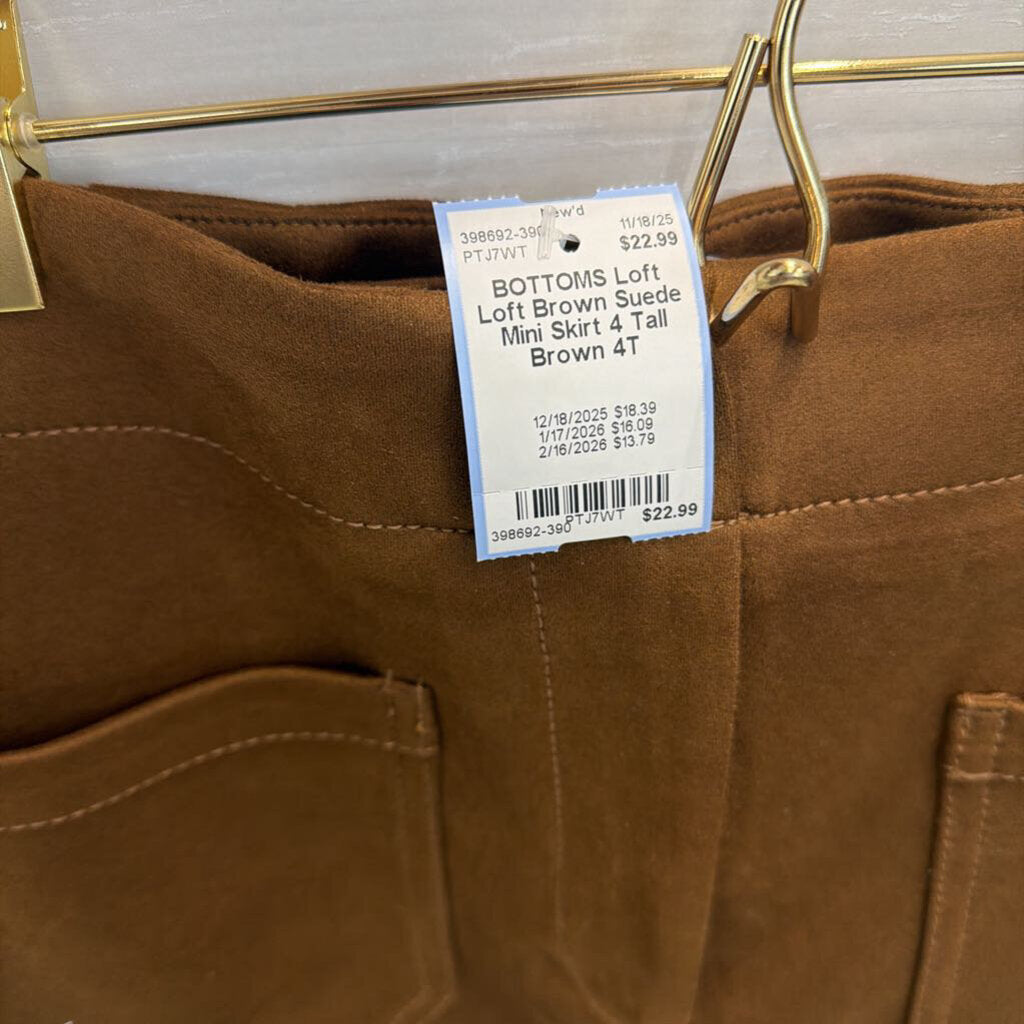 Loft Brown Suede Mini Skirt 4 Tall