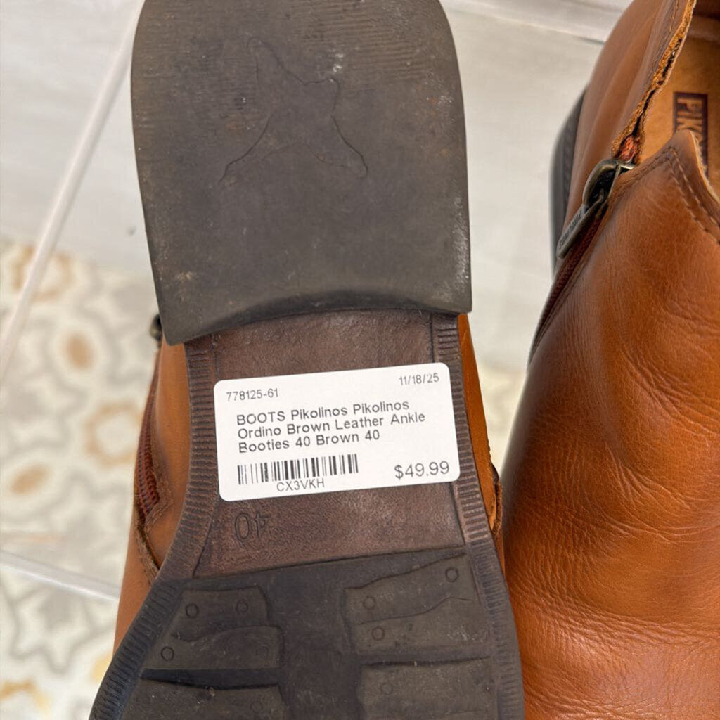 Pikolinos Ordino Brown Leather Ankle Booties 40