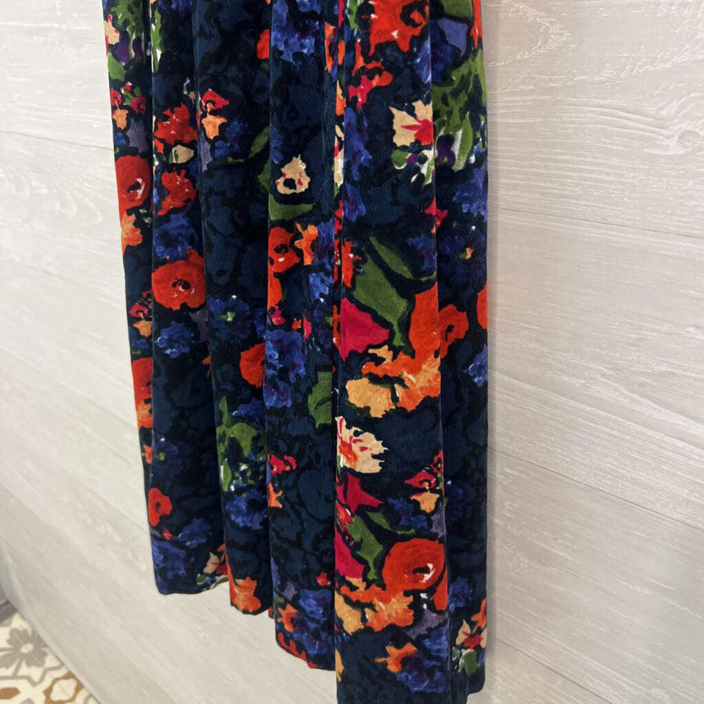 HD Paris Soft Corduroy Blue/ Multi Print Mini Dress 6