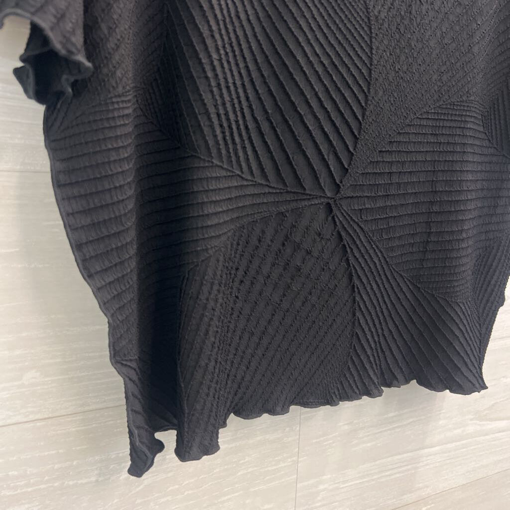 Chicos Black Textured Short Sleeve Top Large