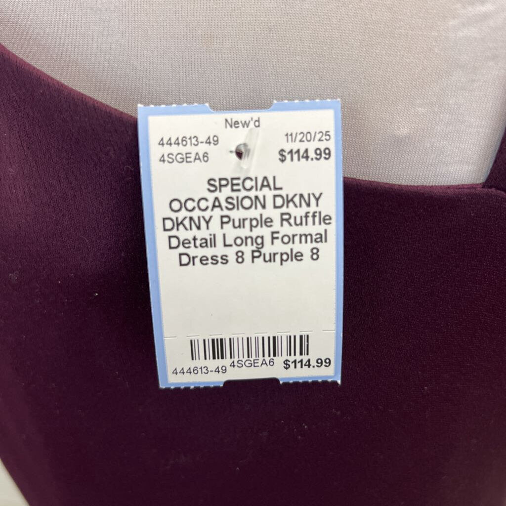 DKNY Purple Ruffle Detail Long Formal Dress 8