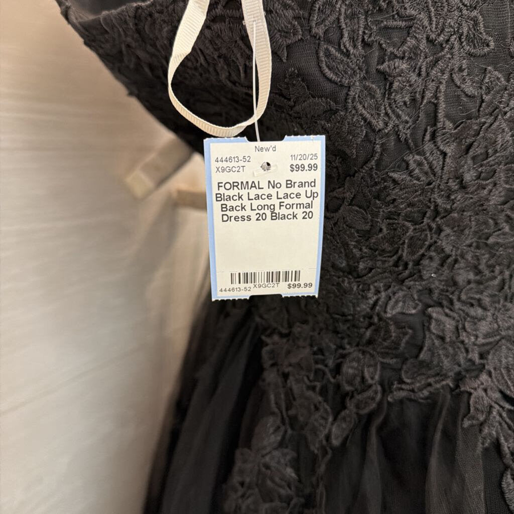 Black Lace Lace Up Back Long Formal Dress 20