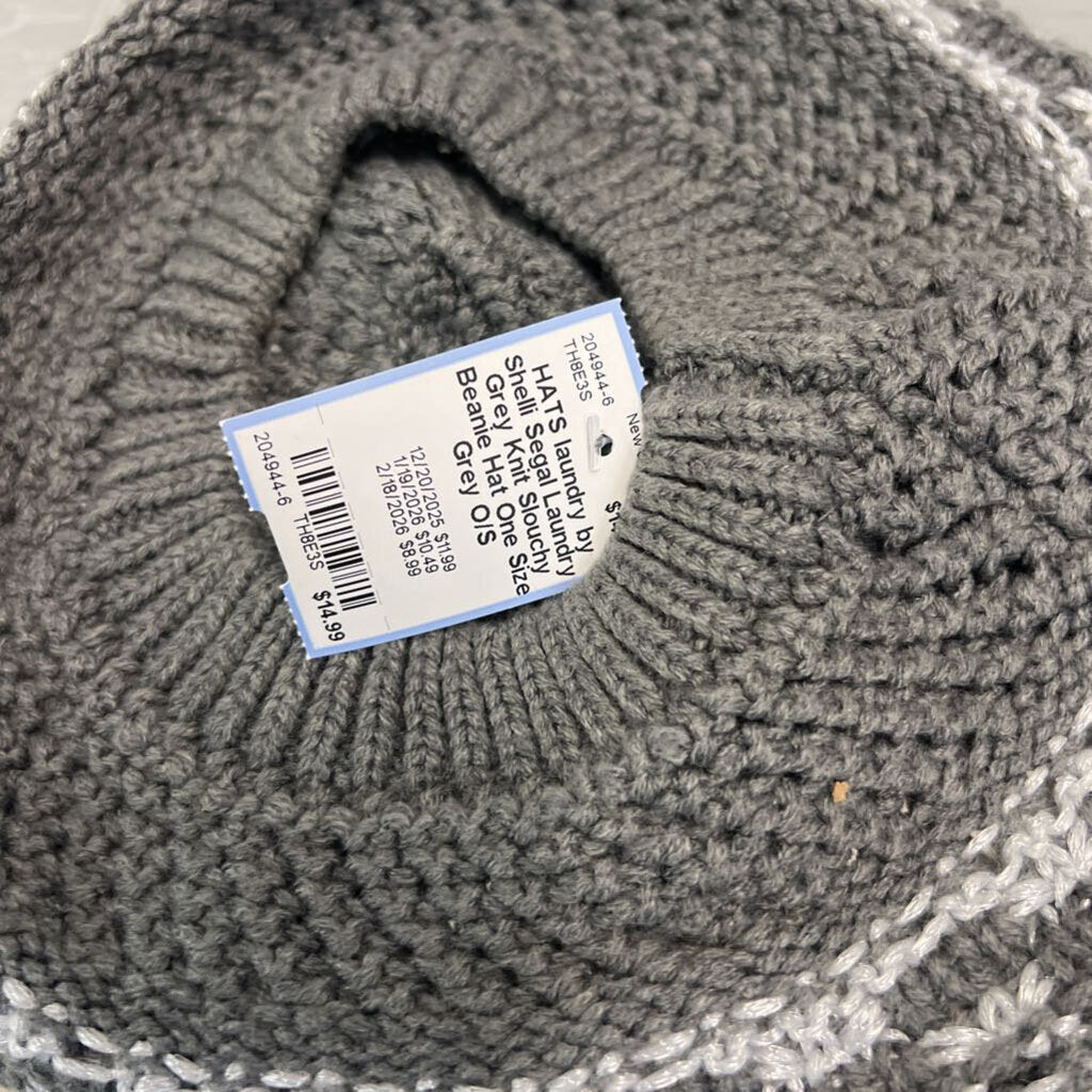 Laundry Grey Knit Slouchy Beanie Hat One Size