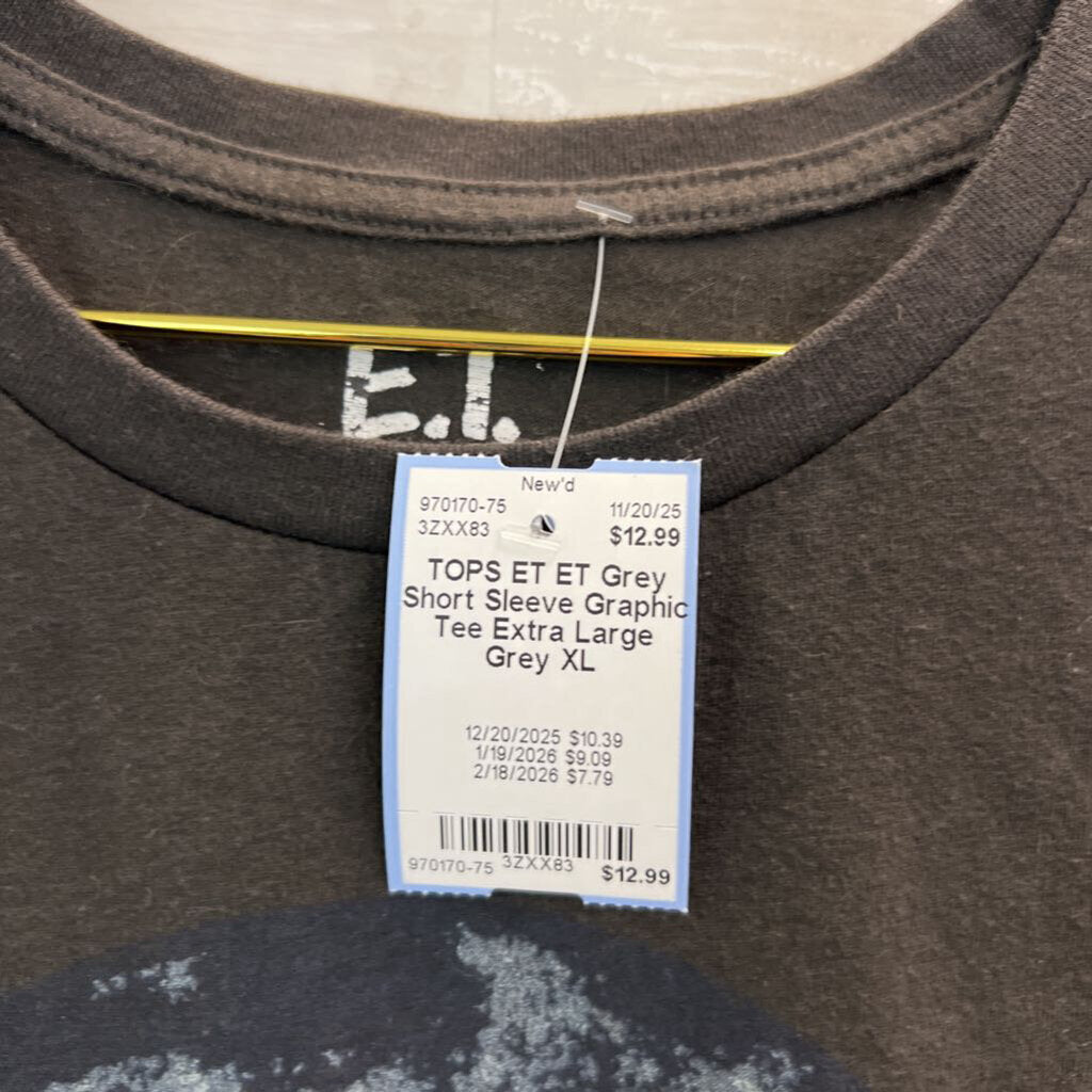 ET Grey Short Sleeve Graphic Tee Extra Large