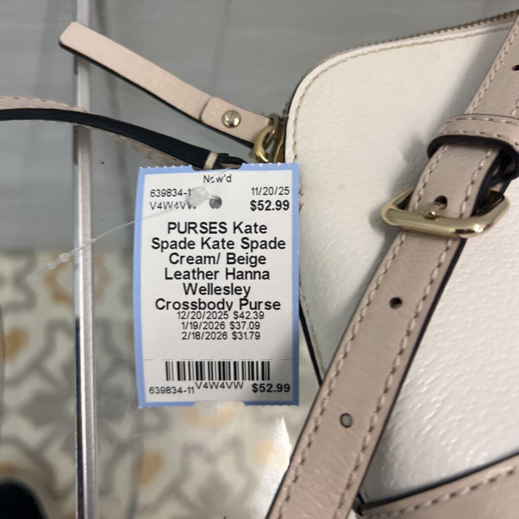 Kate Spade Cream/ Beige Leather Hanna Wellesley Crossbody Purse
