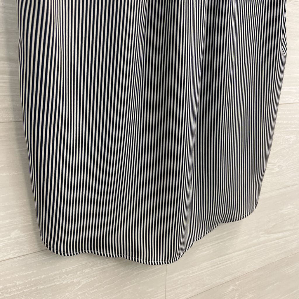 Loft Black/ White Striped Short Sleeve Top Extra Small