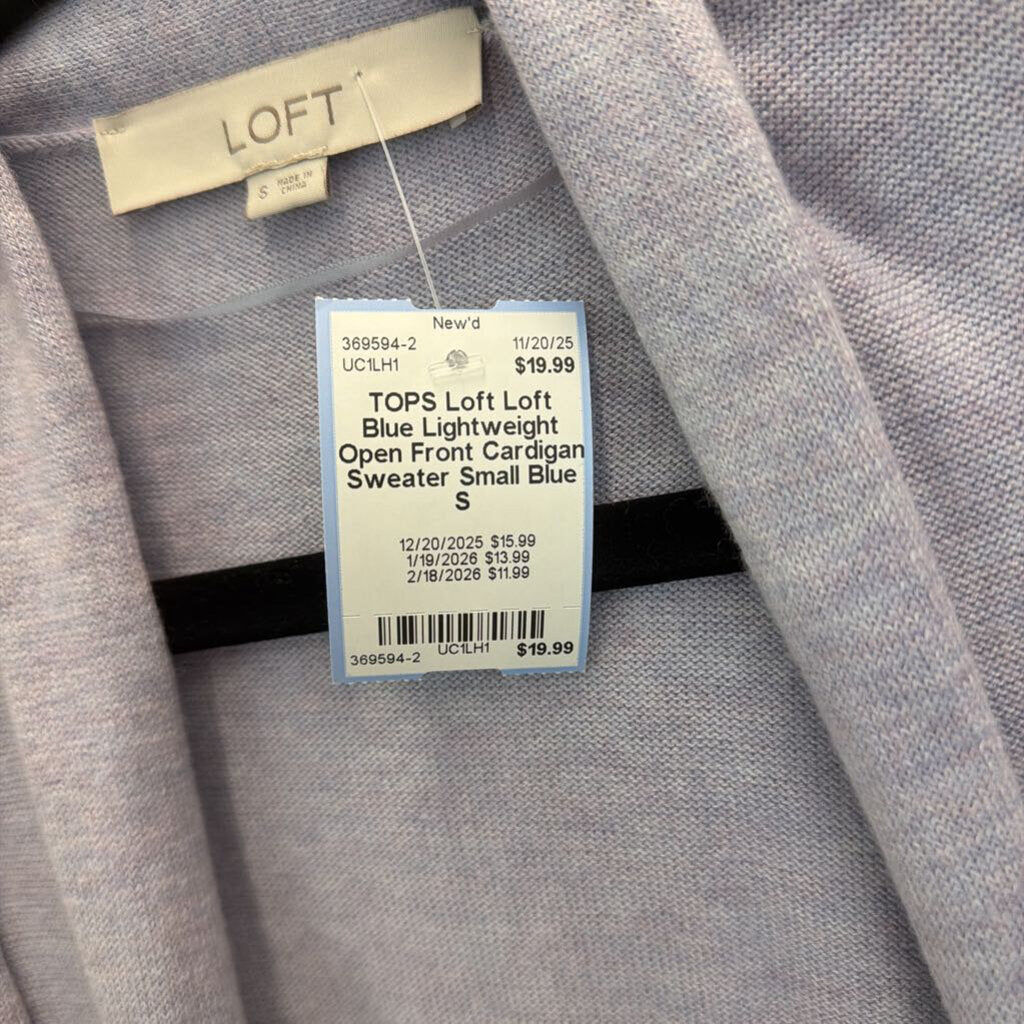 Loft Blue Lightweight Open Front Cardigan Sweater Small