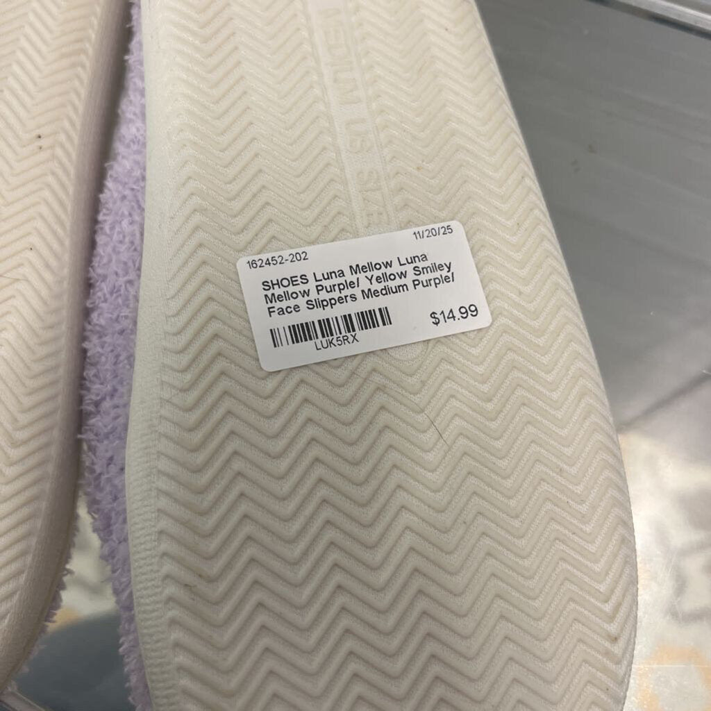 Luna Mellow Purple/ Yellow Smiley Face Slippers Medium