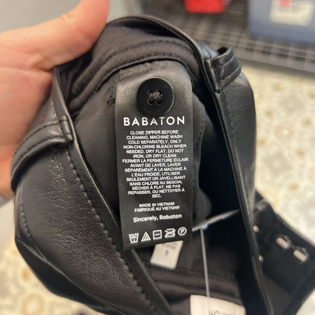 Babaton Black Soft Faux Leather Wide Leg Pants 6