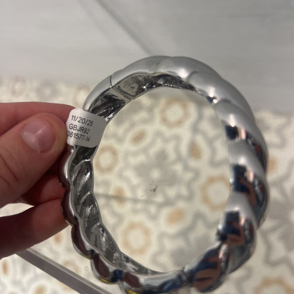 Silver Toned Rope Twist Bangle