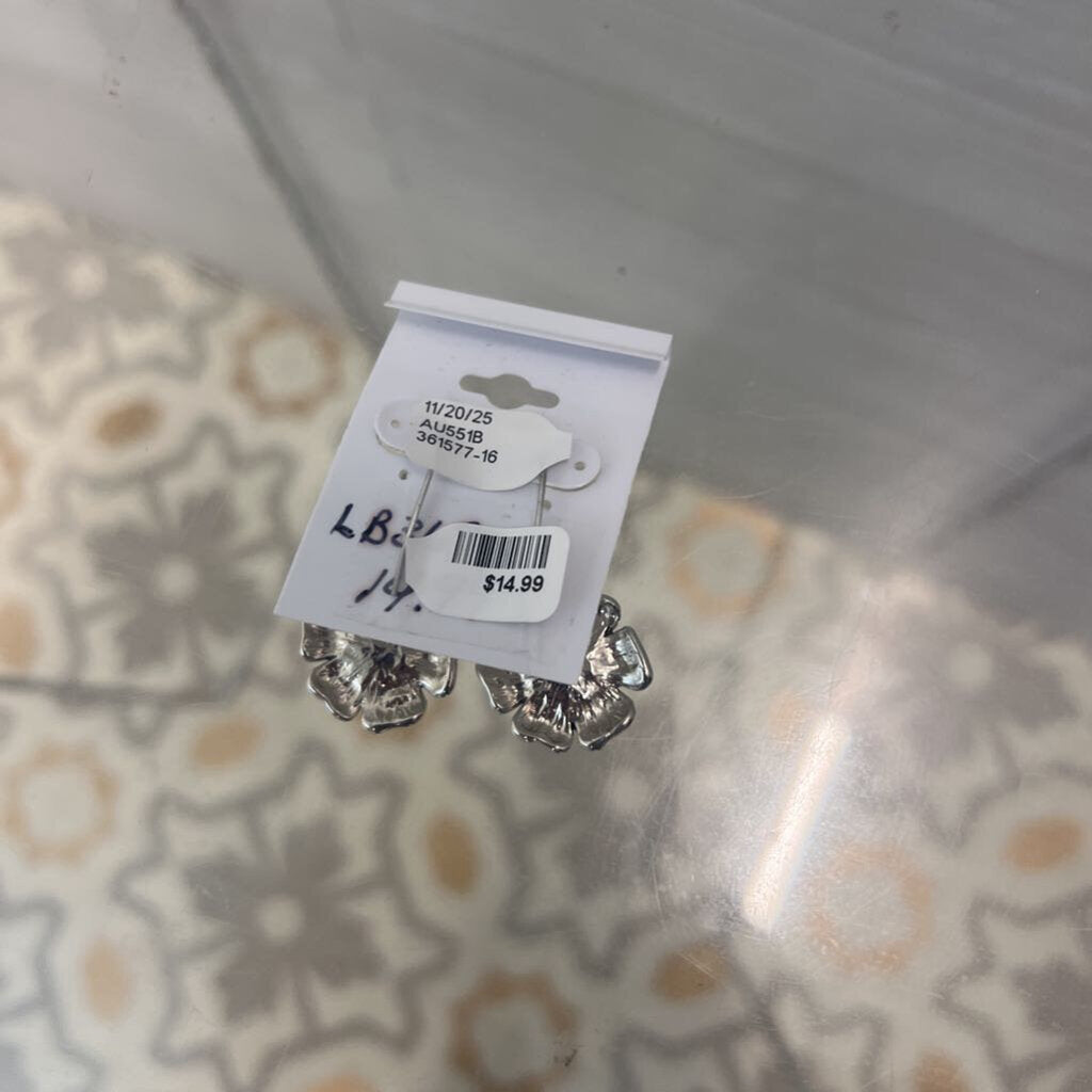 Sterling Silver Flower Dangle Earrings