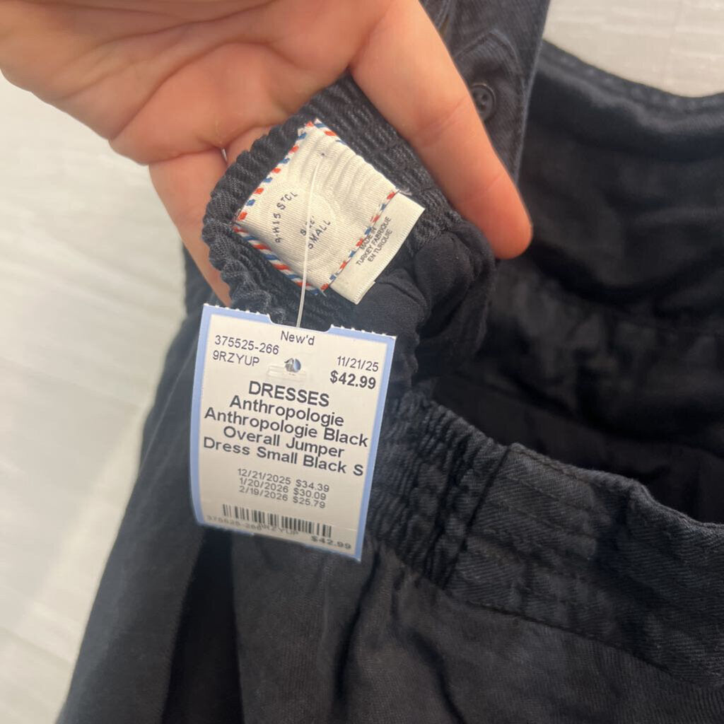 Anthropologie Black Overall Jumper Dress Small