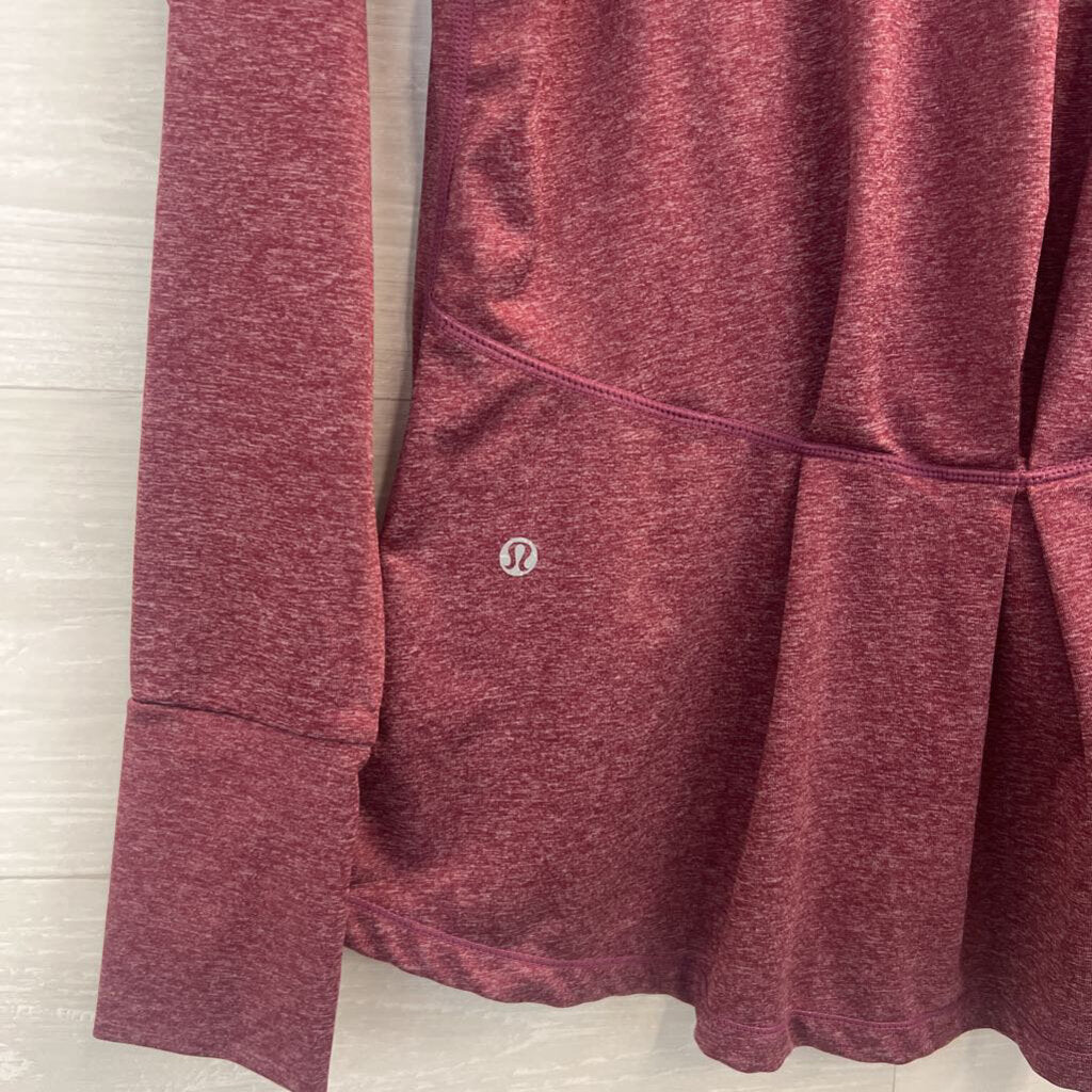Lululemon Burgundy Long Sleeve Mock Neck Pleated Back Top 10