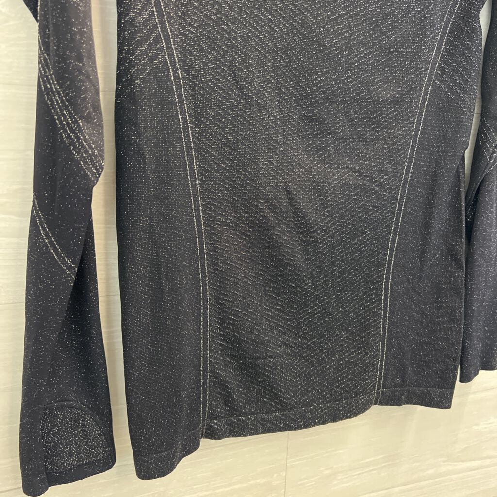 Athleta Black/ Silver Shimmer Long Sleeve Athletic Top Small