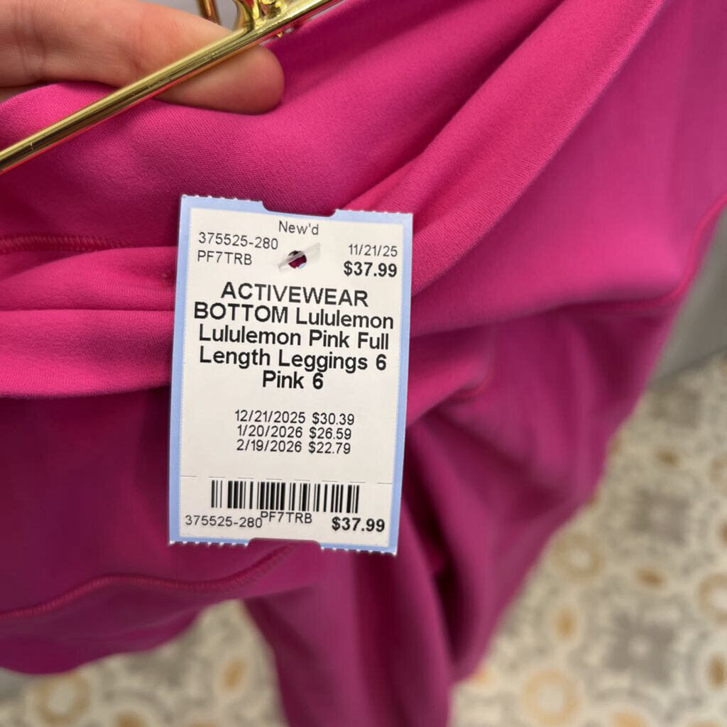 Lululemon Pink Full Length Leggings 6