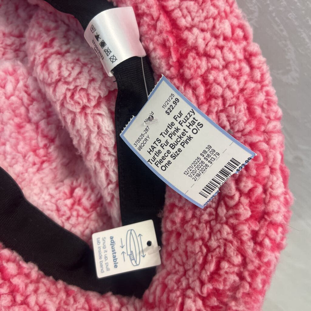 Turtle Fur Pink Fuzzy Fleece Bucket Hat One Size