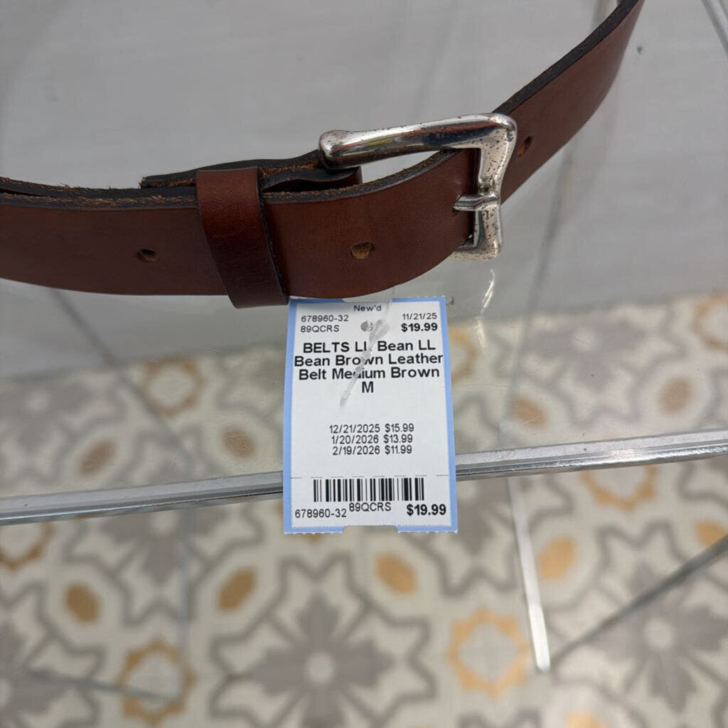 LL Bean Brown Leather Belt Medium