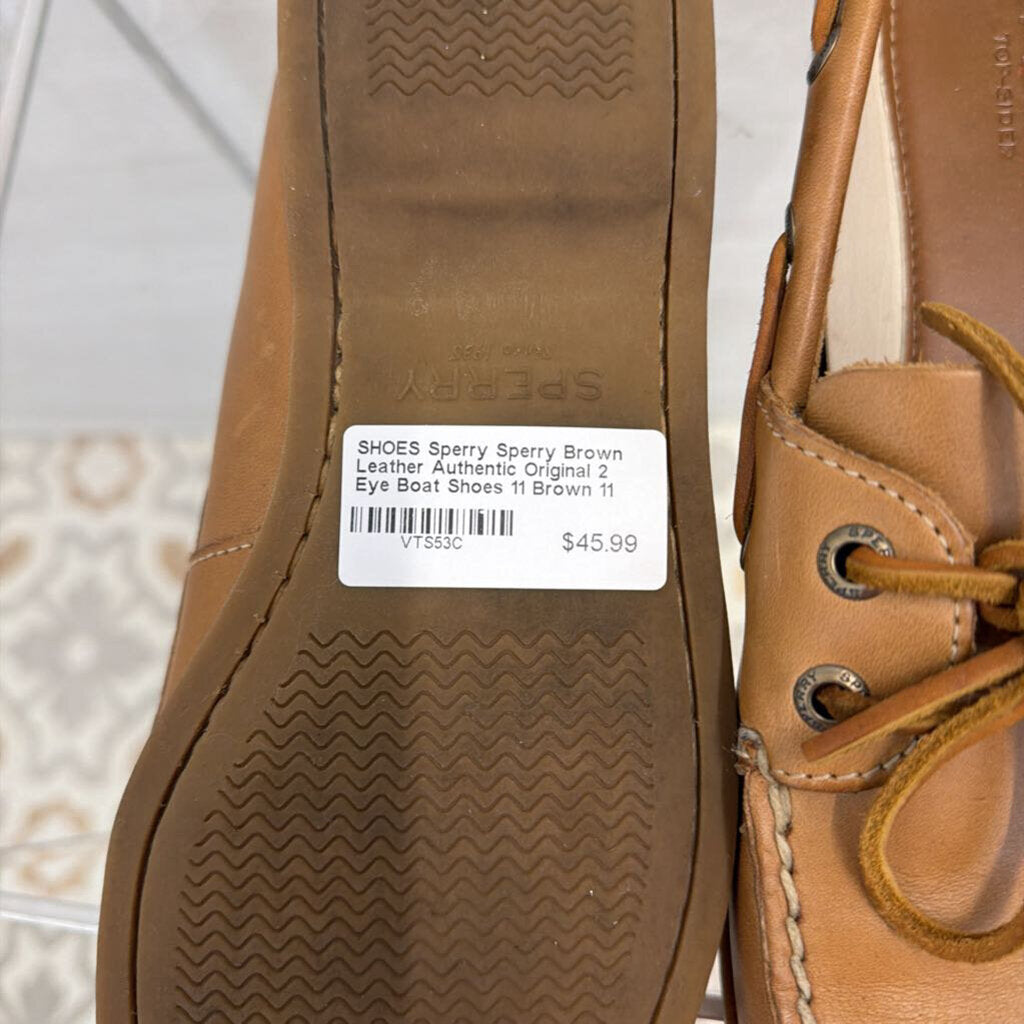 Sperry Brown Leather Authentic Original 2 Eye Boat Shoes 11