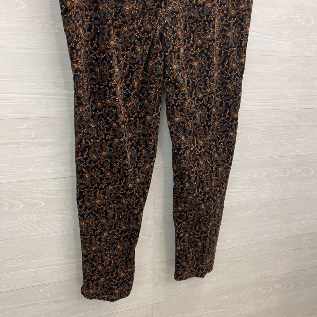 Croft and Barrow Black/ Brown Paisley Print Corduroy Pants 18 Long