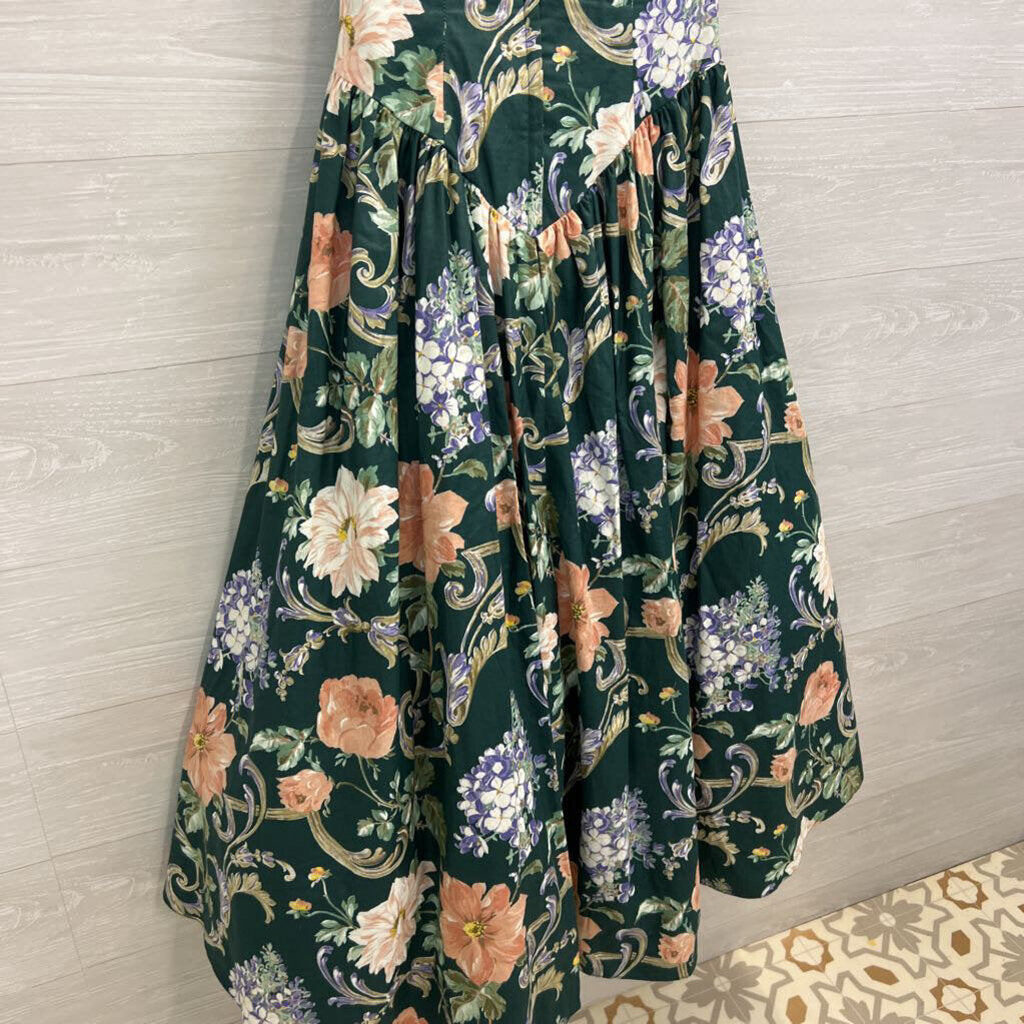 Vintage Lora Lie Green/ Multi Print Short Sleeve Dress 8