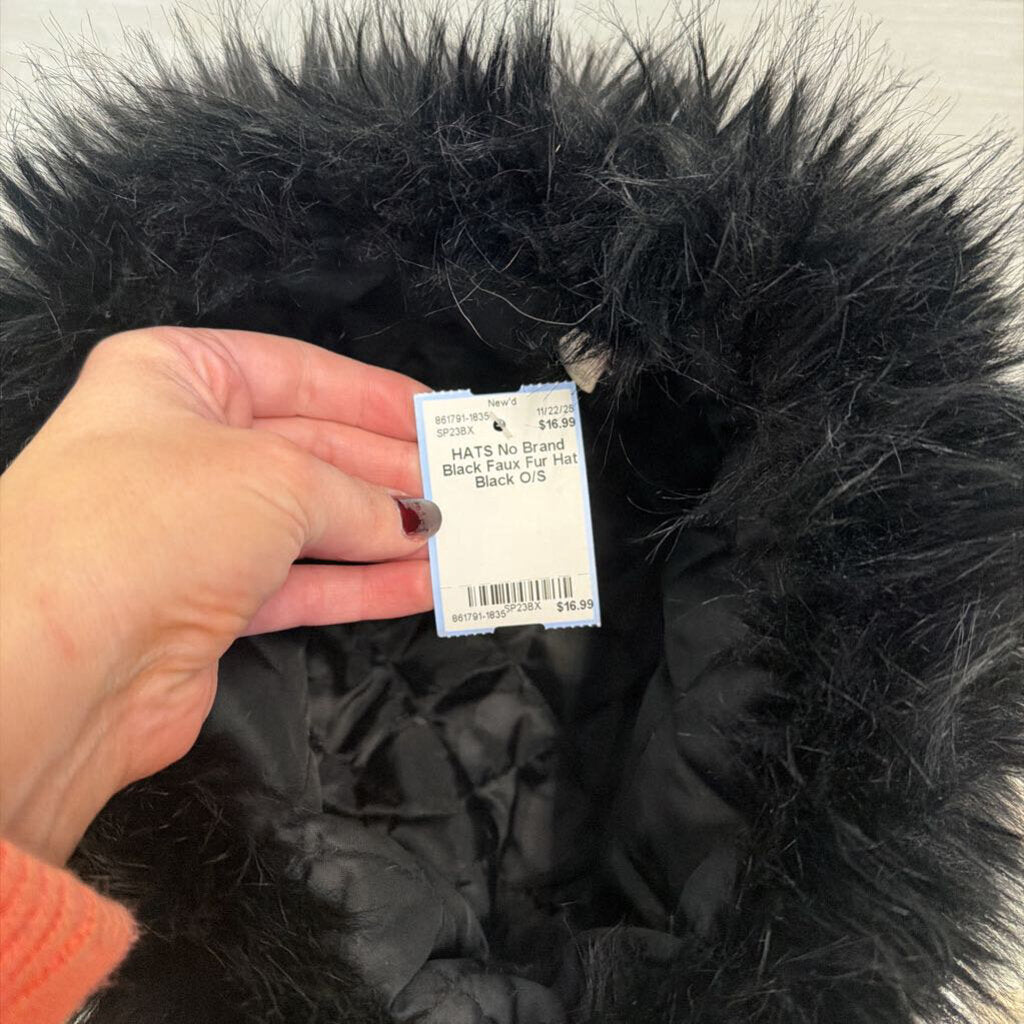 Black Faux Fur Hat
