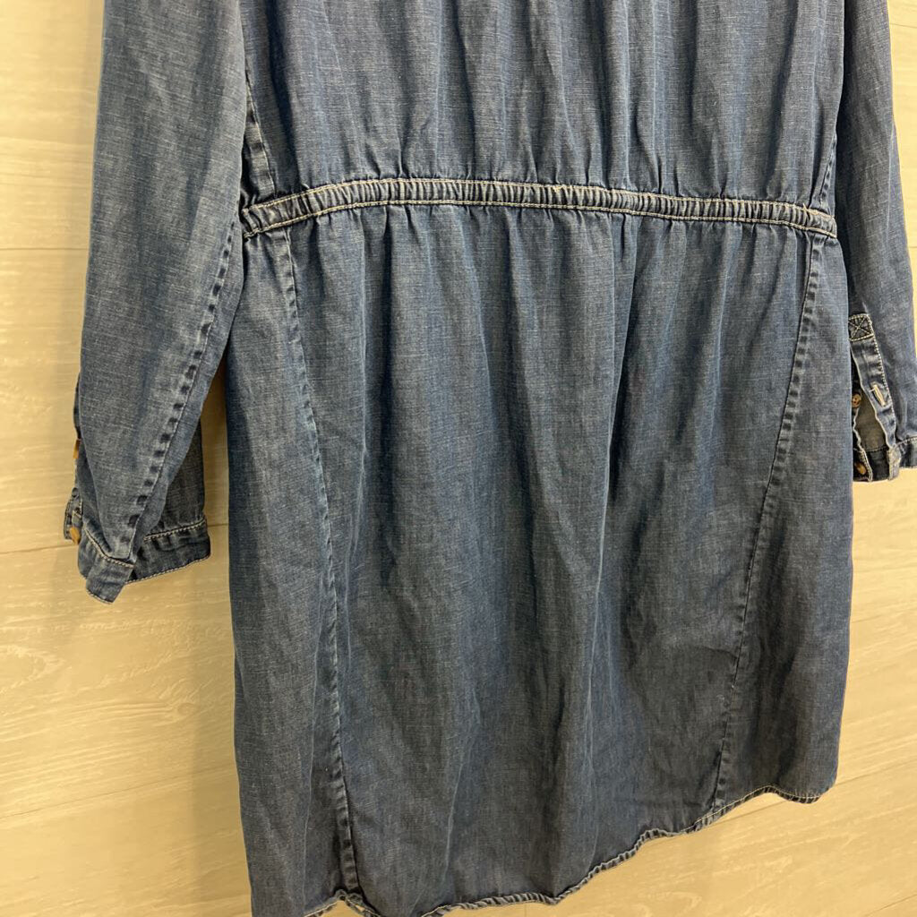 Lucky Brand Blue Chambray Long Sleeve Dress Large