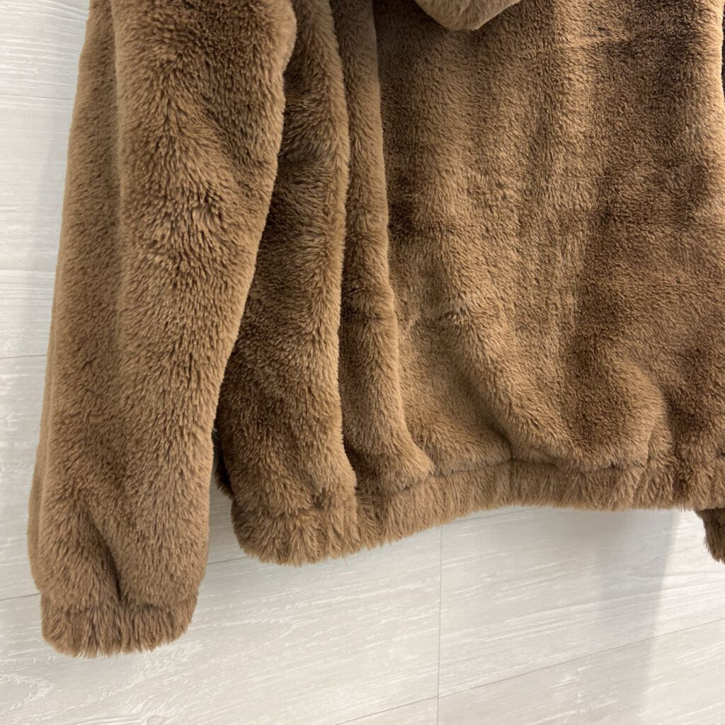 Truth by Republic Brown Fuzzy Long Sleeve Hooded Pullover Large