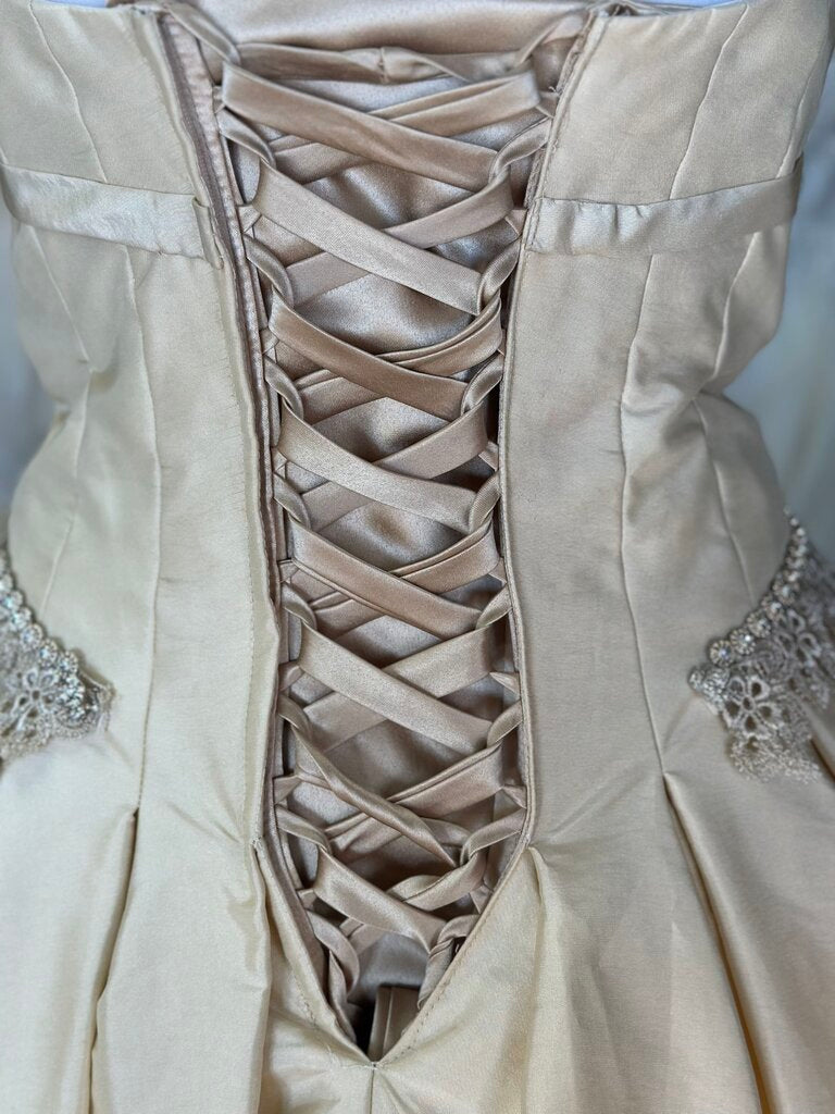 Moonlight Light Gold Fitted Bodice A Line Bridal Gown 12