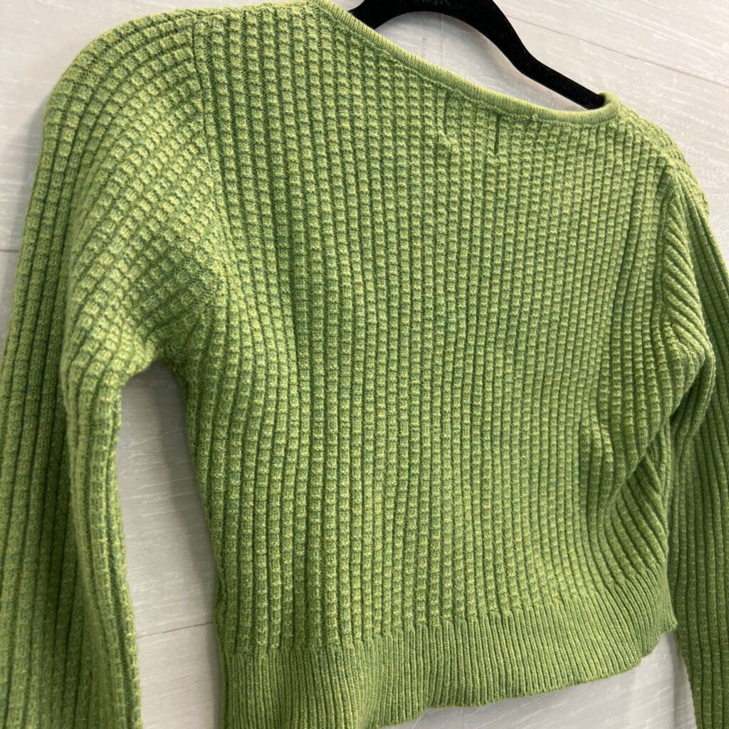 Princess Polly Green Knit Cropped Cardigan Sweater Small/ Medium