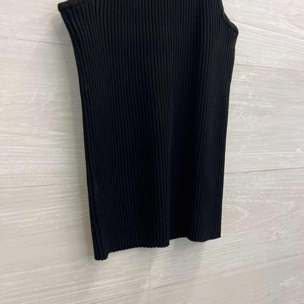 Cami Black Cut Out Front Ribbed Mock Neck Tank Top Small